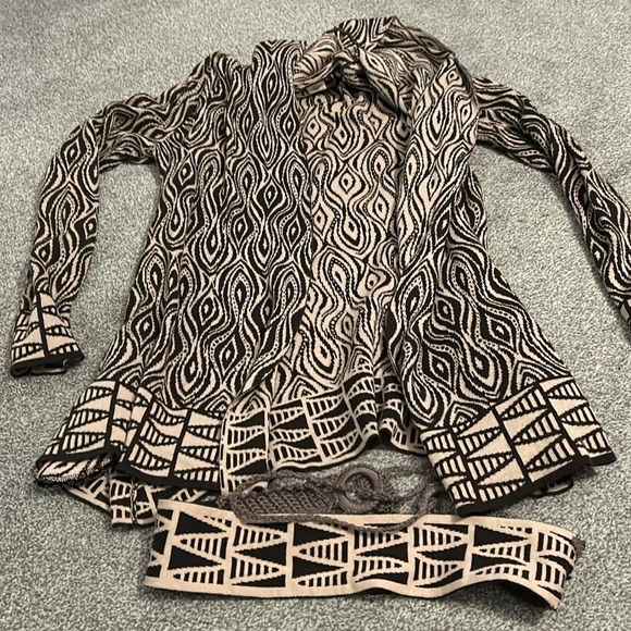 Anthropologie Moth The Eyes Have It Belted Brown Open Cardigan - Picture 2 of 2